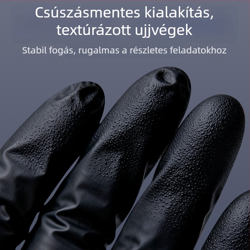 Jiankang Egyszer használatos nitril kesztyűk, vastagított kivitel, élelmiszer-biztonsági osztály, víz- és olajálló, mosogatáshoz, háztartási és ipari felhasználás