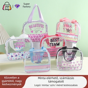 Átlátszó PVC kozmetikai táska utazáshoz, nagy kapacitású, cipzárral