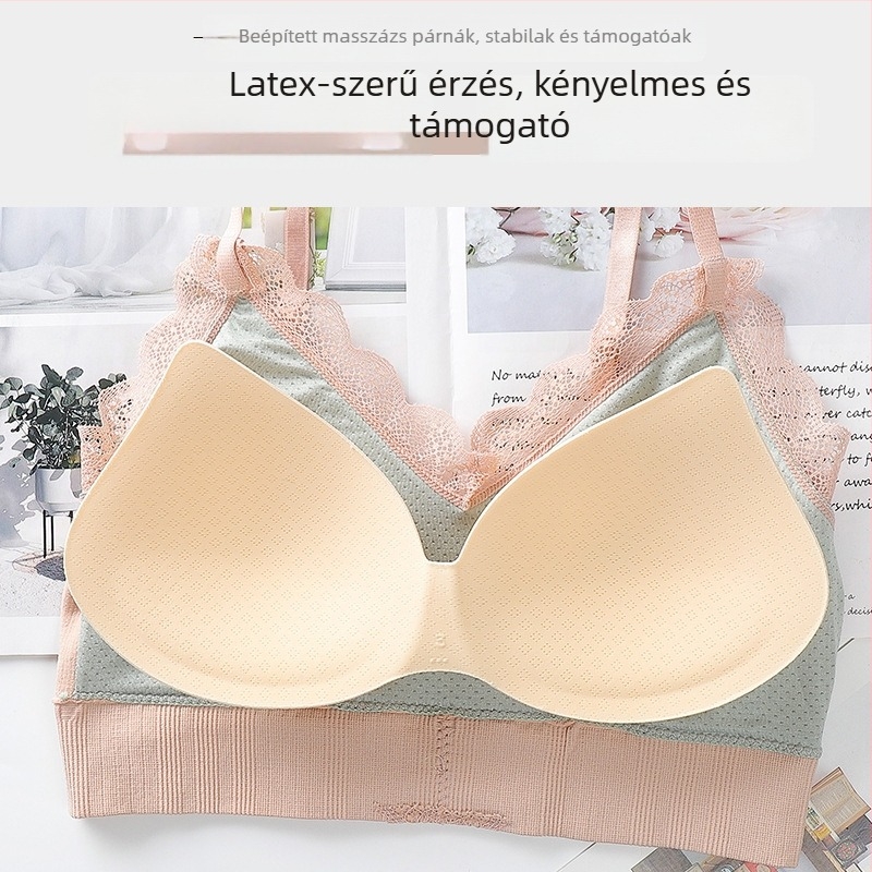 Váll nélküli, csipkés hátsó melltartó levehető párnával, légáteresztő nylonból, vékony formázott kosarak