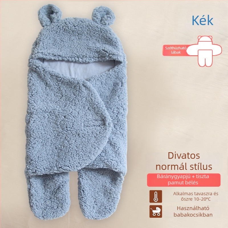 Újszülött baba ölelős plüss takaró polár fleece-ből, pamut töltettel