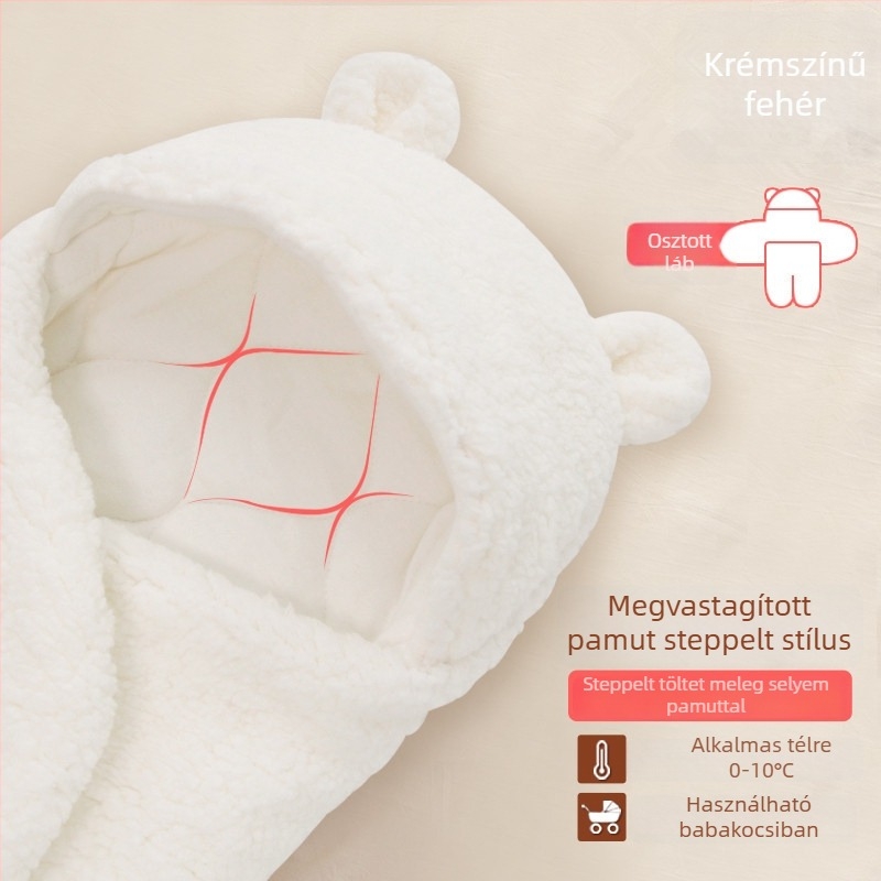 Újszülött baba ölelős plüss takaró polár fleece-ből, pamut töltettel