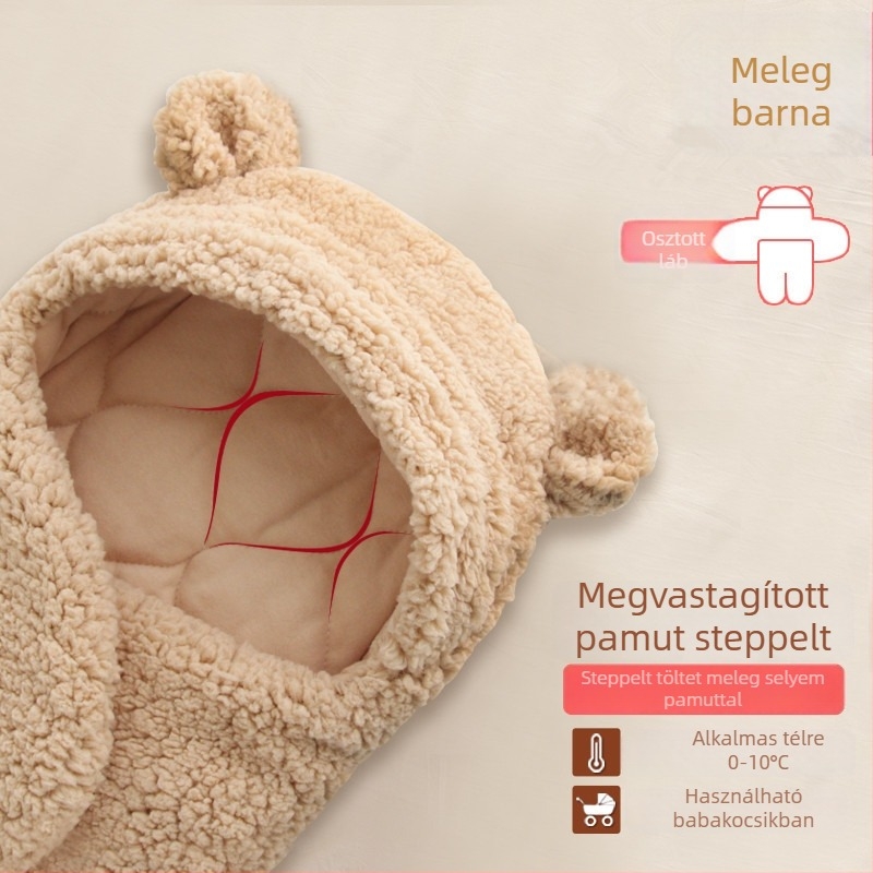 Újszülött baba ölelős plüss takaró polár fleece-ből, pamut töltettel