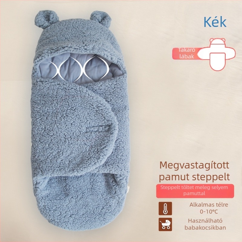Újszülött baba ölelős plüss takaró polár fleece-ből, pamut töltettel