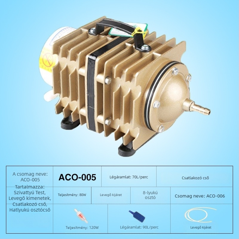 Sensen elektromágneses levegőpumpa tó- és halgazdálkodáshoz — Márka SUNSUN/Sensen; Súly: 5; Zajszint: 50 dB; Hálózati áramú működtetés: AC