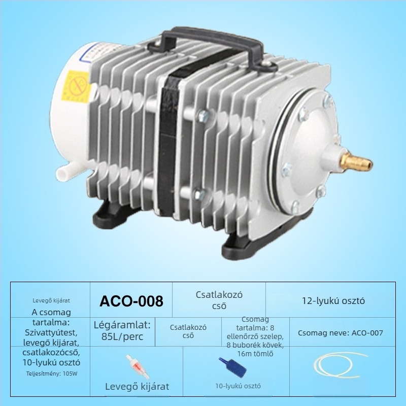 Sensen elektromágneses levegőpumpa tó- és halgazdálkodáshoz — Márka SUNSUN/Sensen; Súly: 5; Zajszint: 50 dB; Hálózati áramú működtetés: AC