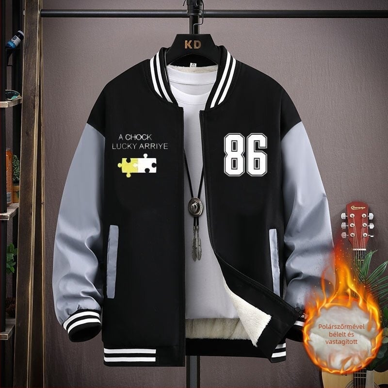 Corduroy kapucnis baseball kabát nyúl szőrme bélésével tinédzser fiúk számára - 2025 tavasz, koreai stílus
