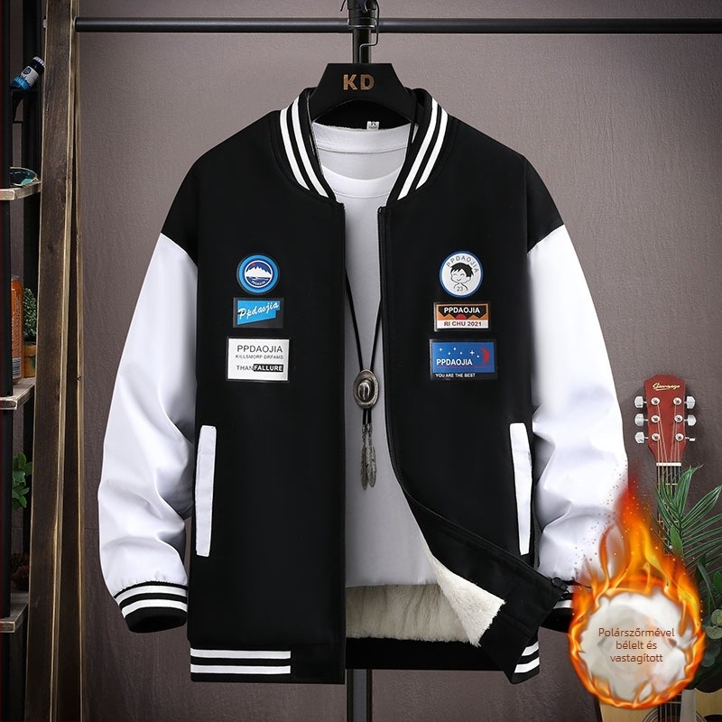 Corduroy kapucnis baseball kabát nyúl szőrme bélésével tinédzser fiúk számára - 2025 tavasz, koreai stílus