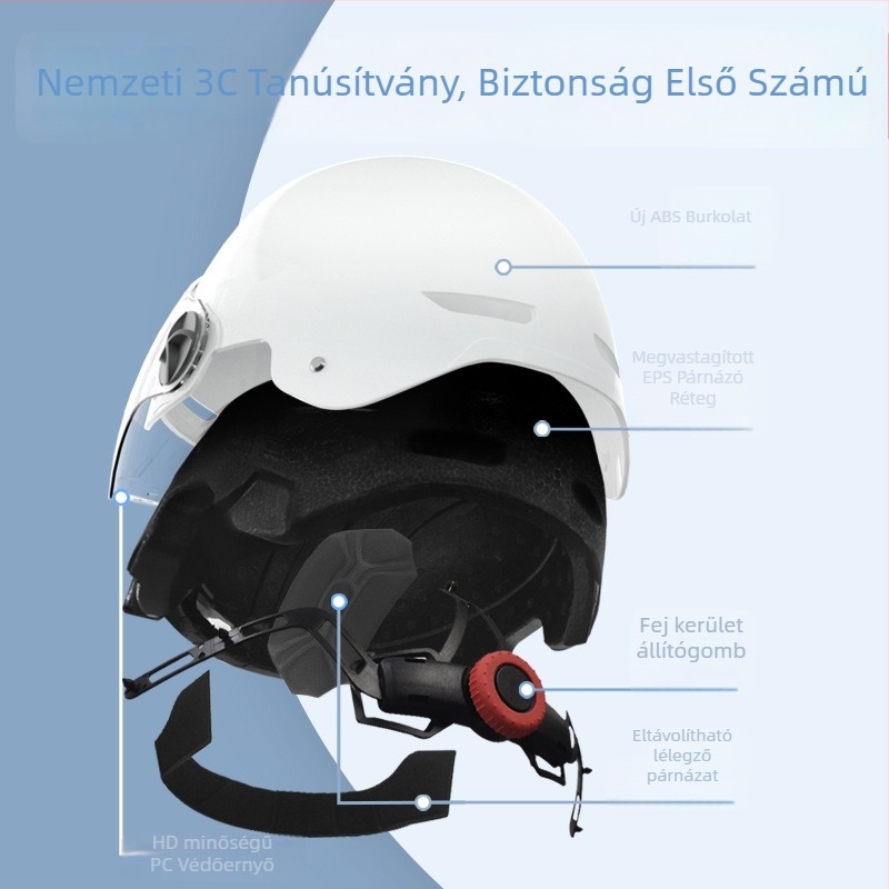 Motorkerékpár fél sisak ABS, 3C minősítéssel, négy évszakos általános használatra
