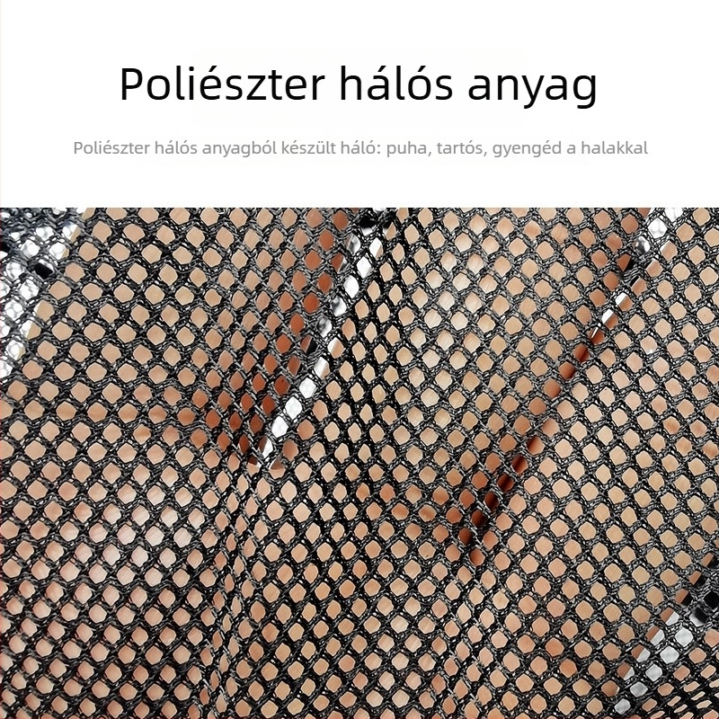 Akváriumi teleszkópos háló alumínium ötvözet rúd és poliészter hálóval, 500 g, akváriumi felszerelés