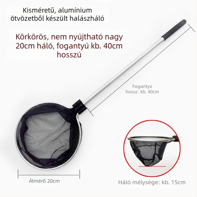 Akváriumi teleszkópos háló alumínium ötvözet rúd és poliészter hálóval, 500 g, akváriumi felszerelés