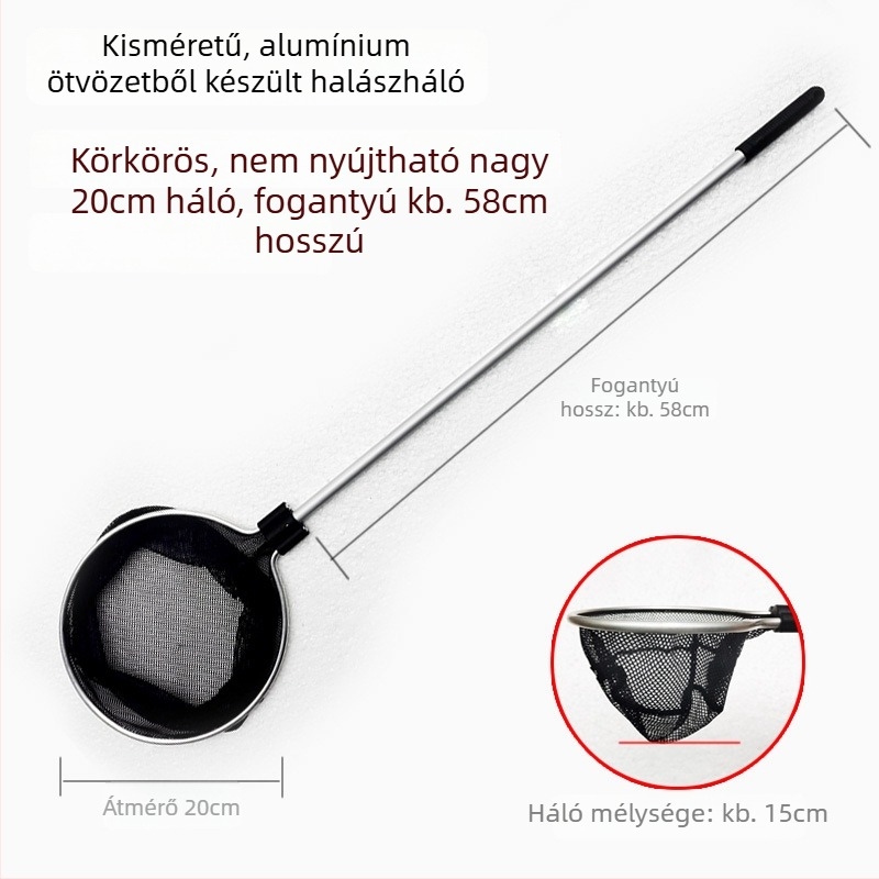 Akváriumi teleszkópos háló alumínium ötvözet rúd és poliészter hálóval, 500 g, akváriumi felszerelés