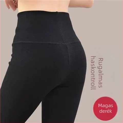 Női kétoldalas velúr fűtött nadrág, hosszú, magas derék, 90-95% poliészter