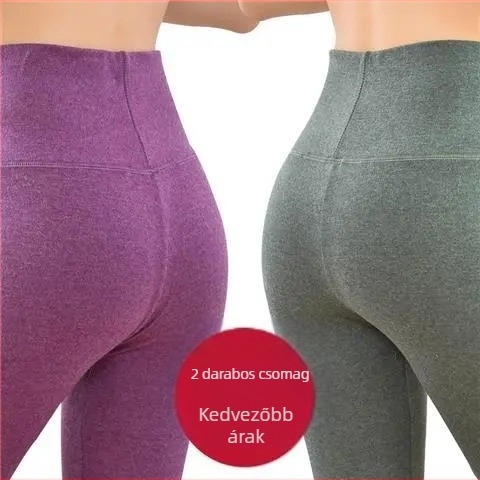 Női kétoldalas velúr fűtött nadrág, hosszú, magas derék, 90-95% poliészter