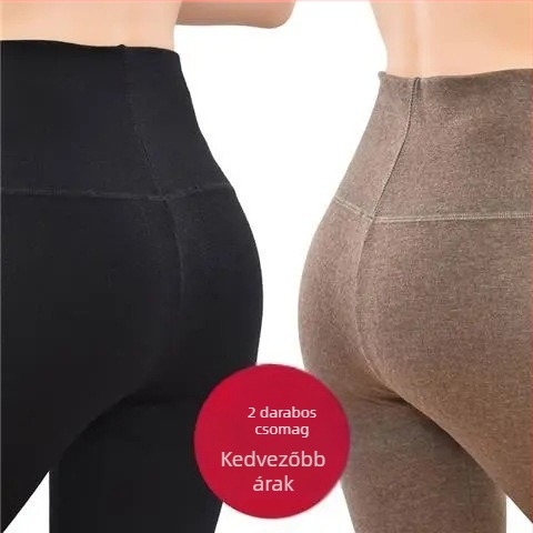 Női kétoldalas velúr fűtött nadrág, hosszú, magas derék, 90-95% poliészter