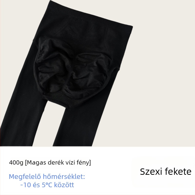 Női pluszméretű, fényes, fleece-lével bélelt, vastag harisnya, nude színben, magas derék, fenékemelés, deréktartás, téli meleg viselet