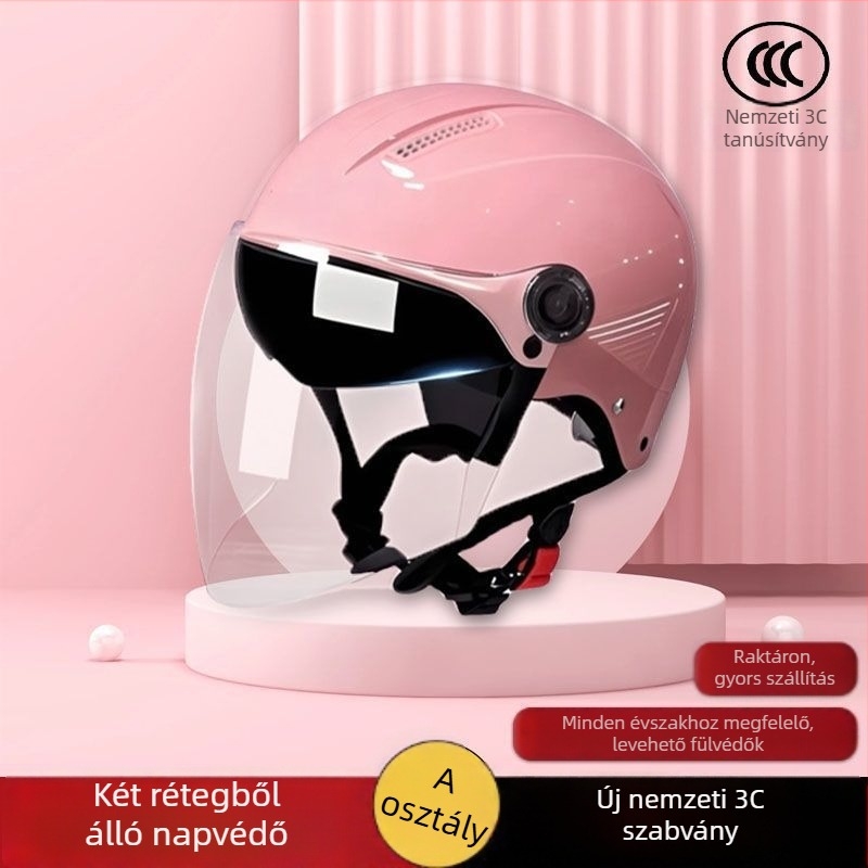 Rali sisak elektromos járművekhez, kettős plexivel, ABS+PC, TCO99 tanúsítvány, nyári használat
