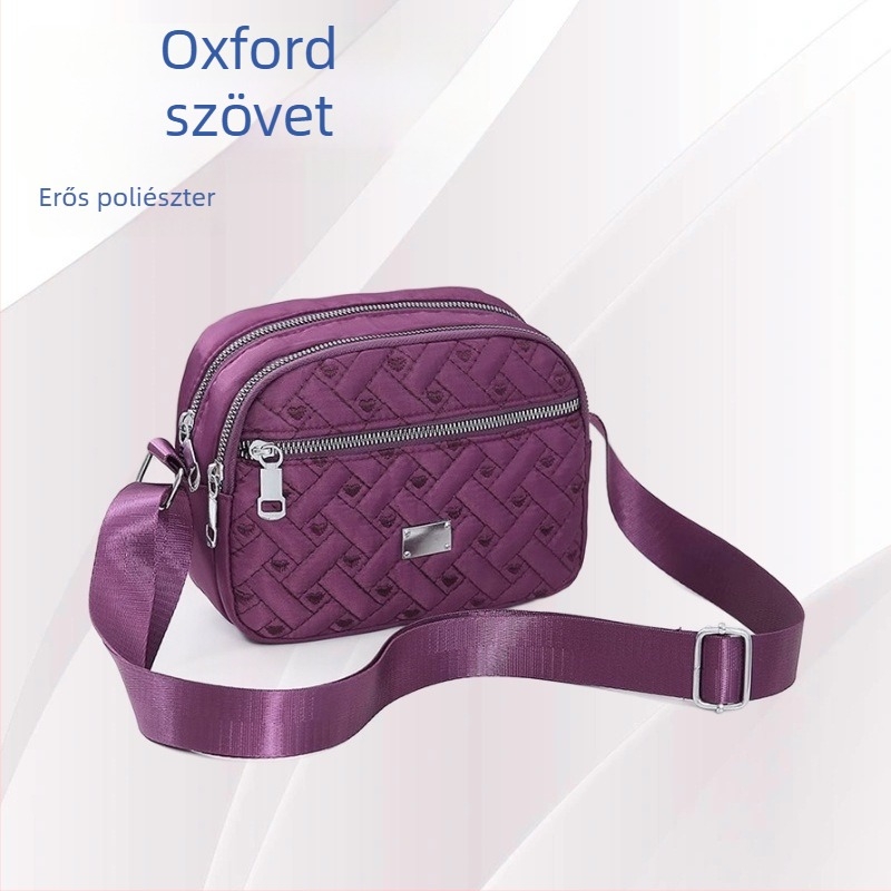 Női válltáska, városi egyszerűség stílus, Oxford anyag, négyszögletes forma, cipzáras zárás, poliészter bélés, ideális szabadidős utazásokhoz