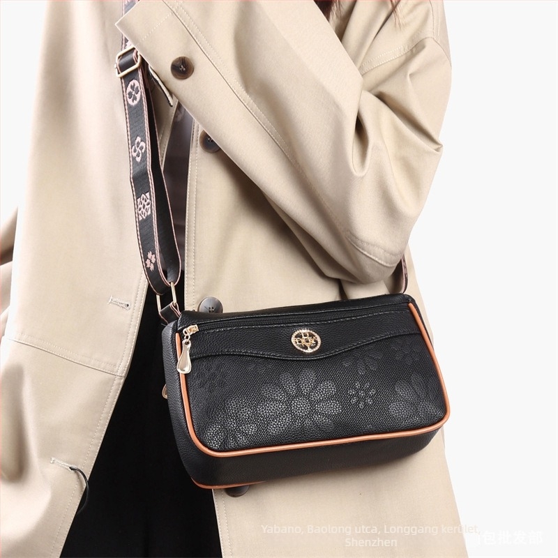Euroda Női crossbody táska, puha PU bőr, horizontális négyzet alakú forma, cipzáras zárás, belső zsebek