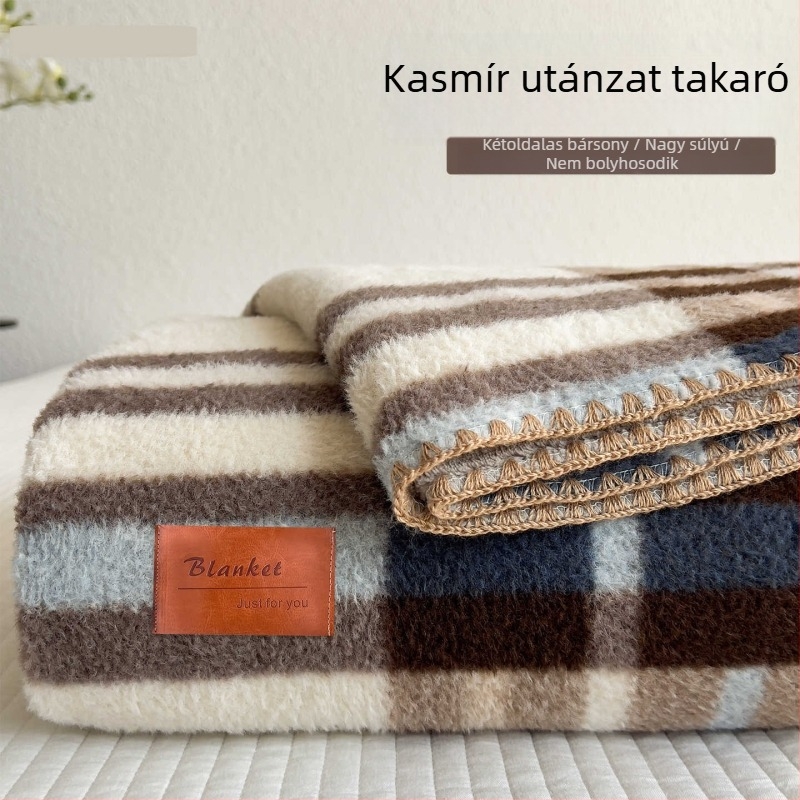 Téli pléd mesterséges kasmír, vastag, korall plüss, irodába, kanapéra és az ágyra