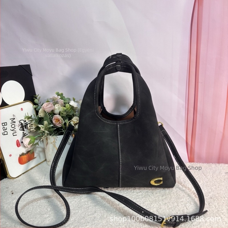 Nubuk bőrből készült kosár alakú női válltáska – crossbody hobó táska mindennapi használatra