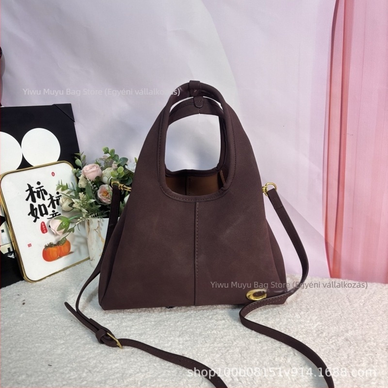 Nubuk bőrből készült kosár alakú női válltáska – crossbody hobó táska mindennapi használatra