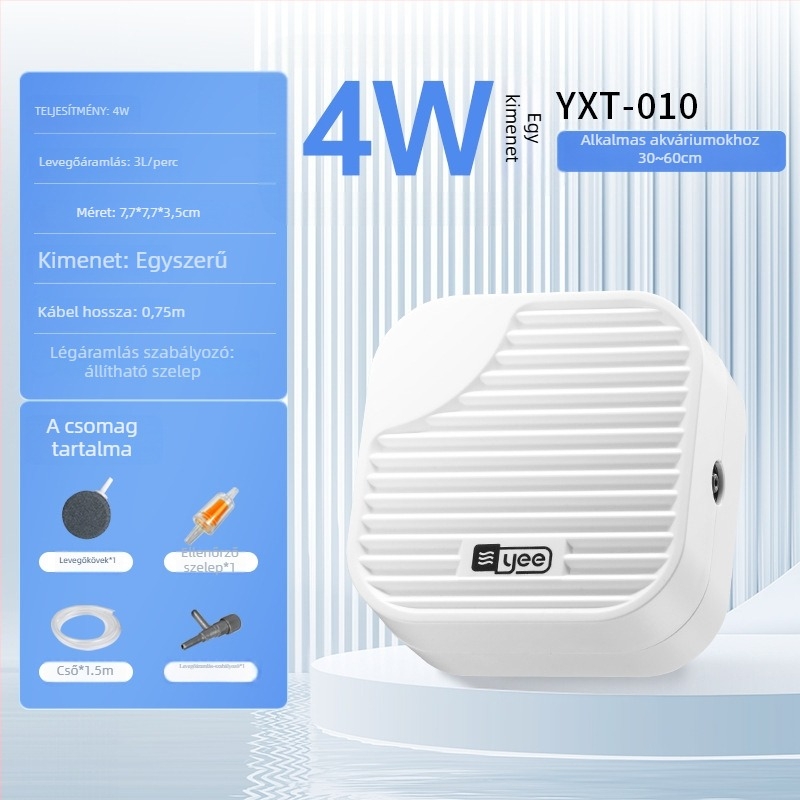 yee Akváriumi oxigénszivattyú – csendes aerátor, 0,5 kg súlyú, otthoni használatra