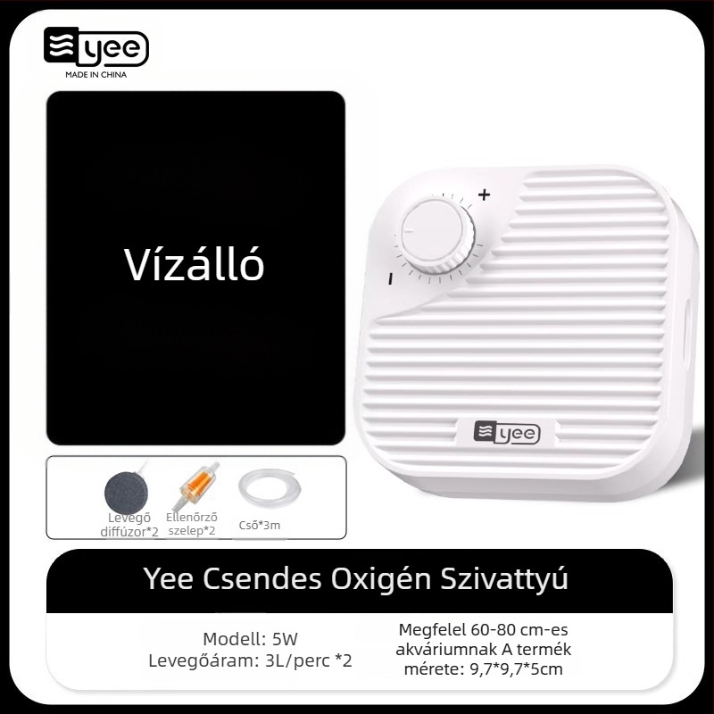 yee Akváriumi oxigénszivattyú – csendes aerátor, 0,5 kg súlyú, otthoni használatra