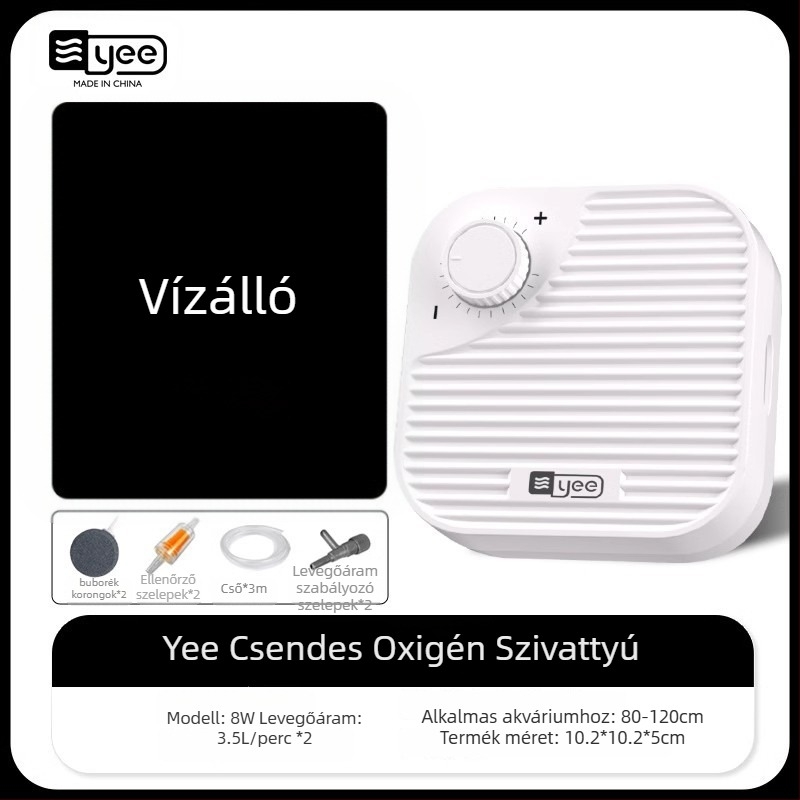yee Akváriumi oxigénszivattyú – csendes aerátor, 0,5 kg súlyú, otthoni használatra