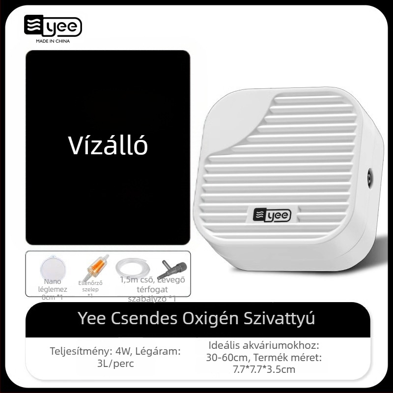 yee Akváriumi oxigénszivattyú – csendes aerátor, 0,5 kg súlyú, otthoni használatra