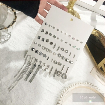 Geometriai ötvözet fülbevalók mikropavé felülettel, 925 ezüst posztokkal — Behrooci