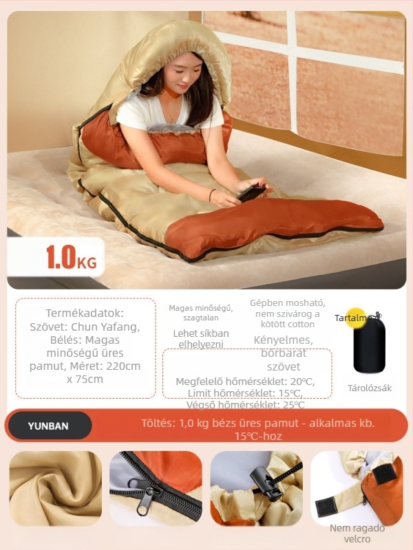 Felnőtt hálózsák, Space cotton töltőanyag, poliészter-pamut bélés, pamut anyag, boríték típusú kivitel