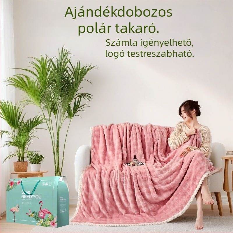 Tejes velúr pléd, vastagított, poliészter