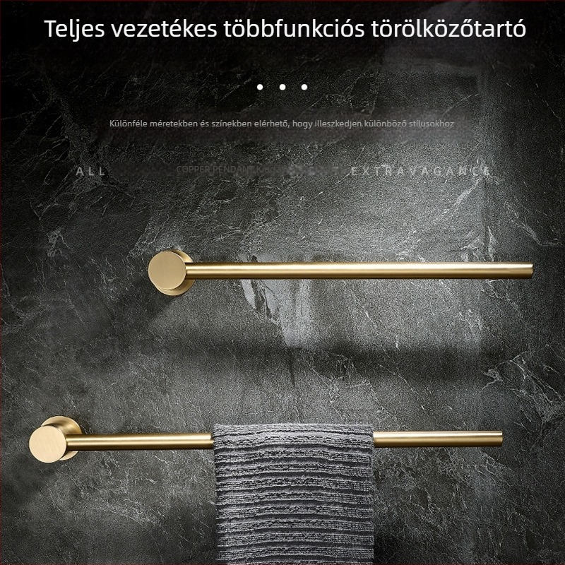 Réz törölközőtartó – fúrás nélküli szerelés, teherbírás 10 kg, egyetlen réteg, modern minimalista stílus