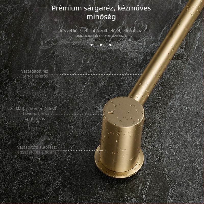 Réz törölközőtartó – fúrás nélküli szerelés, teherbírás 10 kg, egyetlen réteg, modern minimalista stílus
