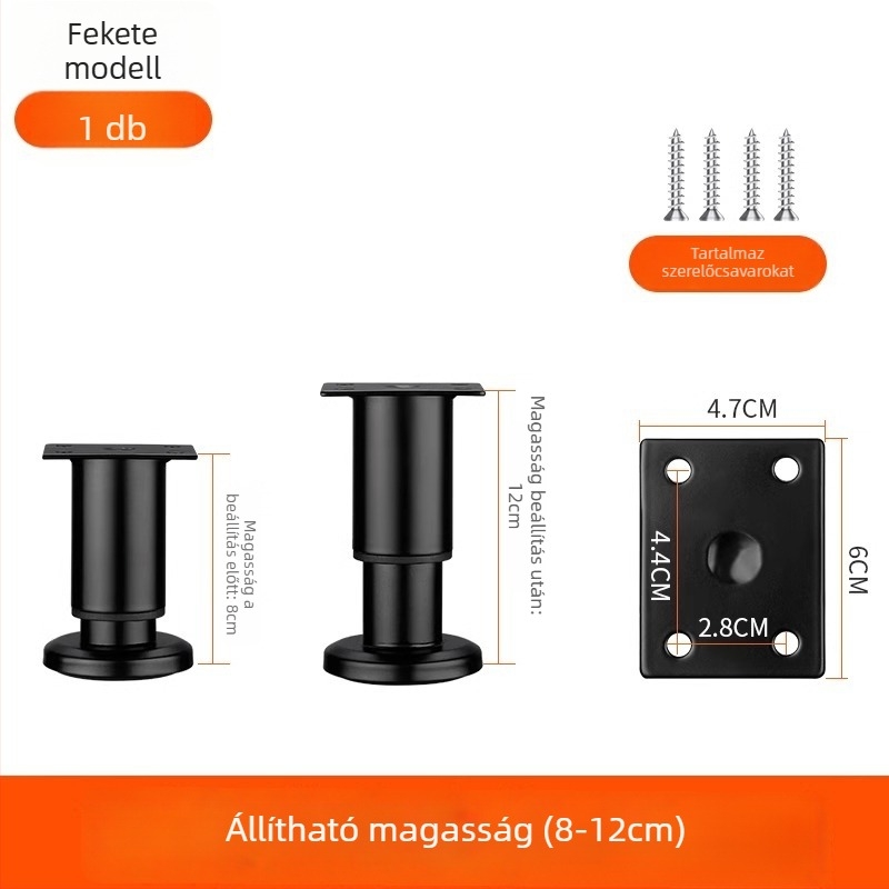 Állítható bútorlábak – rozsdamentes acél és hideg hengerelt acél; univerzális felhasználás; modern, minimalist stílus; bevonat sütőben égett