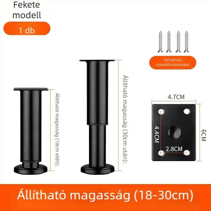 Állítható bútorlábak – rozsdamentes acél és hideg hengerelt acél; univerzális felhasználás; modern, minimalist stílus; bevonat sütőben égett