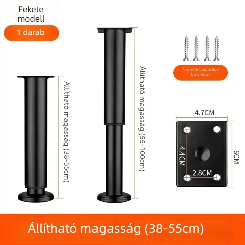 Állítható bútorlábak – rozsdamentes acél és hideg hengerelt acél; univerzális felhasználás; modern, minimalist stílus; bevonat sütőben égett