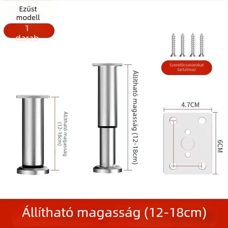 Állítható bútorlábak – rozsdamentes acél és hideg hengerelt acél; univerzális felhasználás; modern, minimalist stílus; bevonat sütőben égett