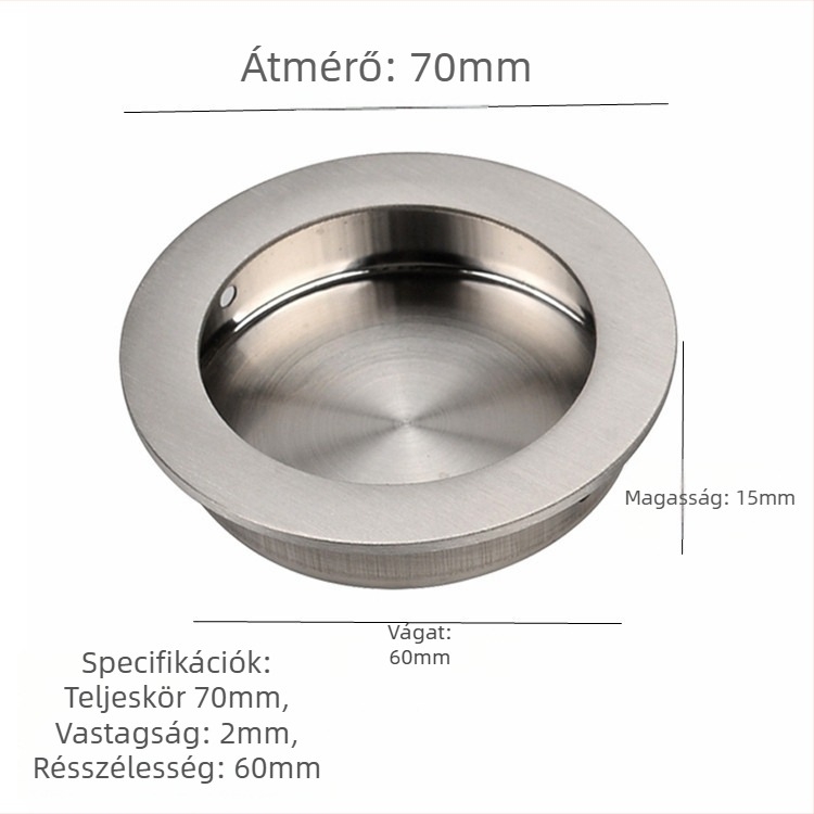 Rejtett fogantyú 304 rozsdamentes acélból, csiszolt felület, modern minimalista stílus, alkalmas csúszóajtókhoz és bútorfiókokhoz