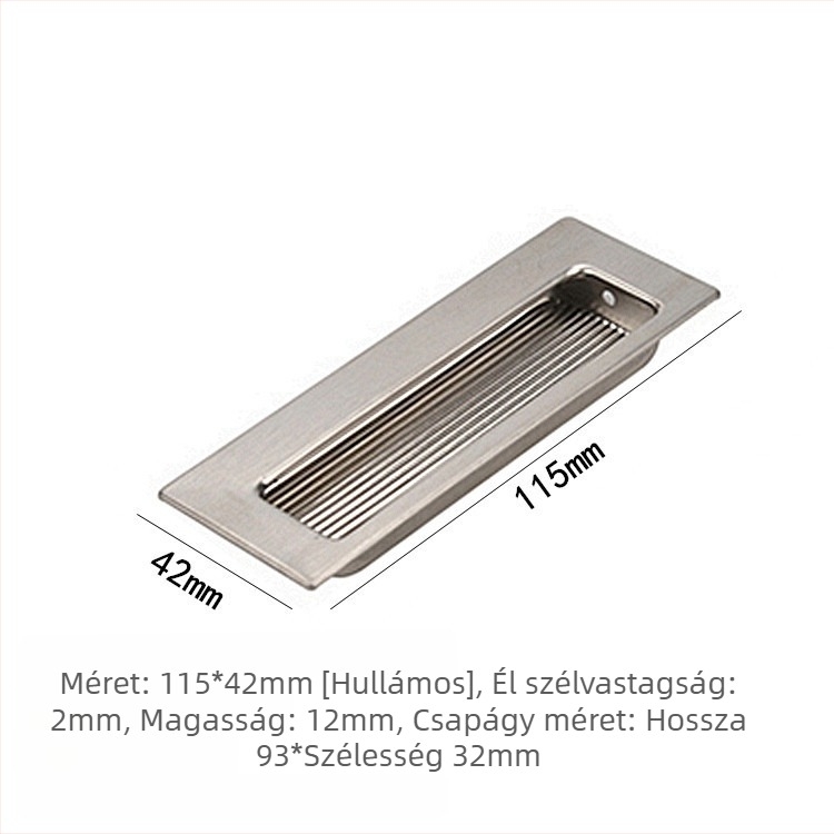Rejtett fogantyú 304 rozsdamentes acélból, csiszolt felület, modern minimalista stílus, alkalmas csúszóajtókhoz és bútorfiókokhoz