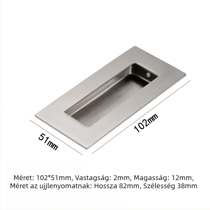 Rejtett fogantyú 304 rozsdamentes acélból, csiszolt felület, modern minimalista stílus, alkalmas csúszóajtókhoz és bútorfiókokhoz