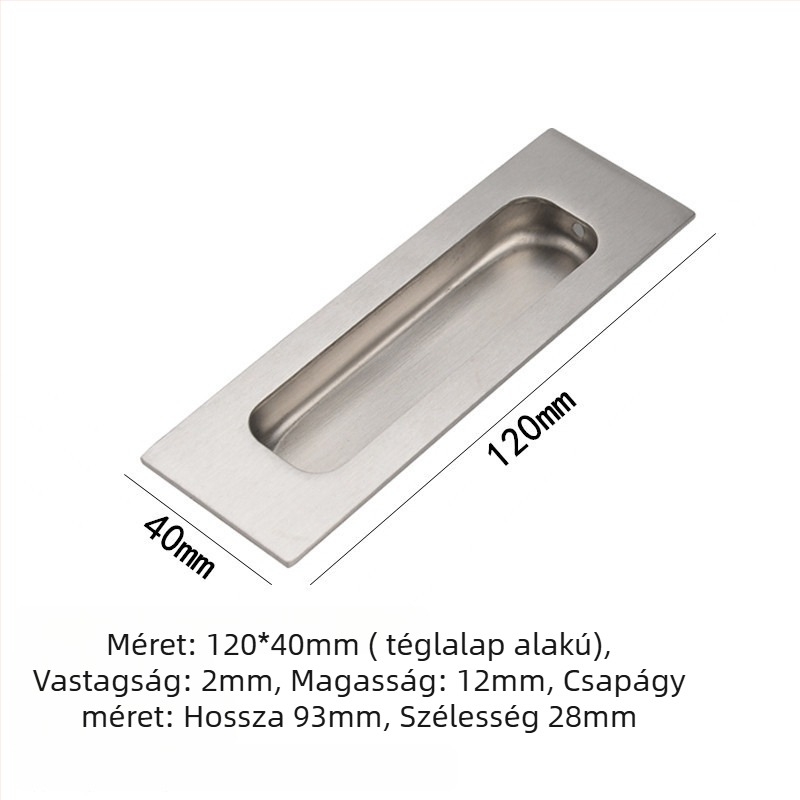 Rejtett fogantyú 304 rozsdamentes acélból, csiszolt felület, modern minimalista stílus, alkalmas csúszóajtókhoz és bútorfiókokhoz