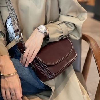 Női valódi bőrből készült crossbody válltáska - mini négyzetes stílus, első réteg tehenbőrből, 2023 tél, mindennapi használat