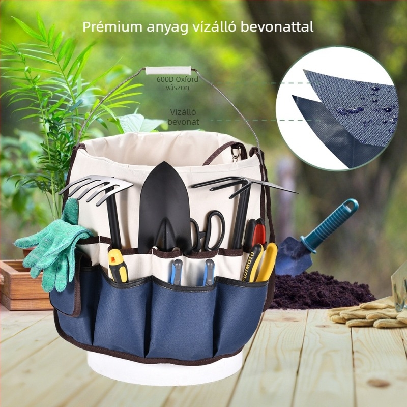 Kertészeti eszköztáska, vödör-kompatibilis, Oxford anyagú, többrétegű vízálló