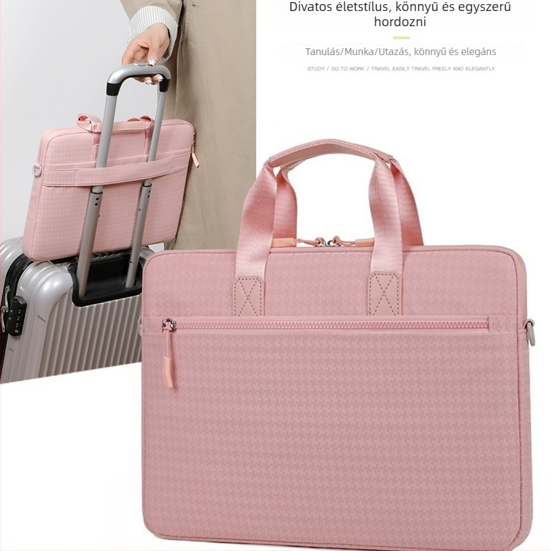 Houndstooth mintás laptop táska keresztpánttal, légáteresztő Oxford anyag, poliészter bélés, 2025 ősz