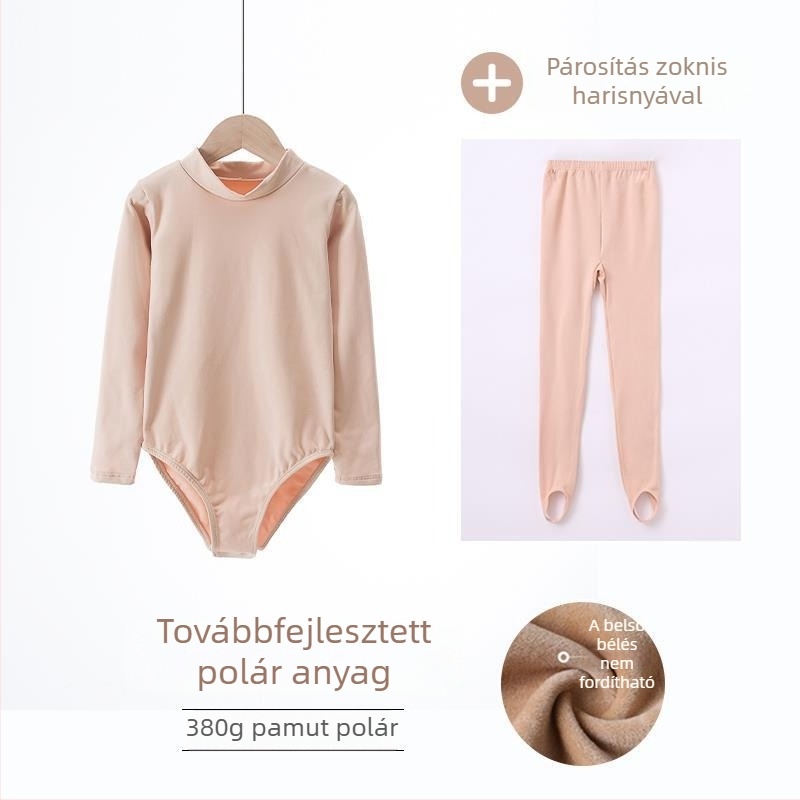 Gyerekeknek szóló testszínű balett alapréteg felső, szoros szabású, gyakorlásra és fellépésekre