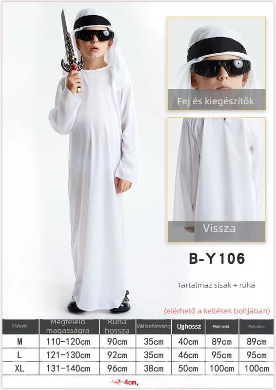Halloween gyerekeknek jelmez: Arab herceg (poliészter kötött anyag; 17 év alatti fiúknak)