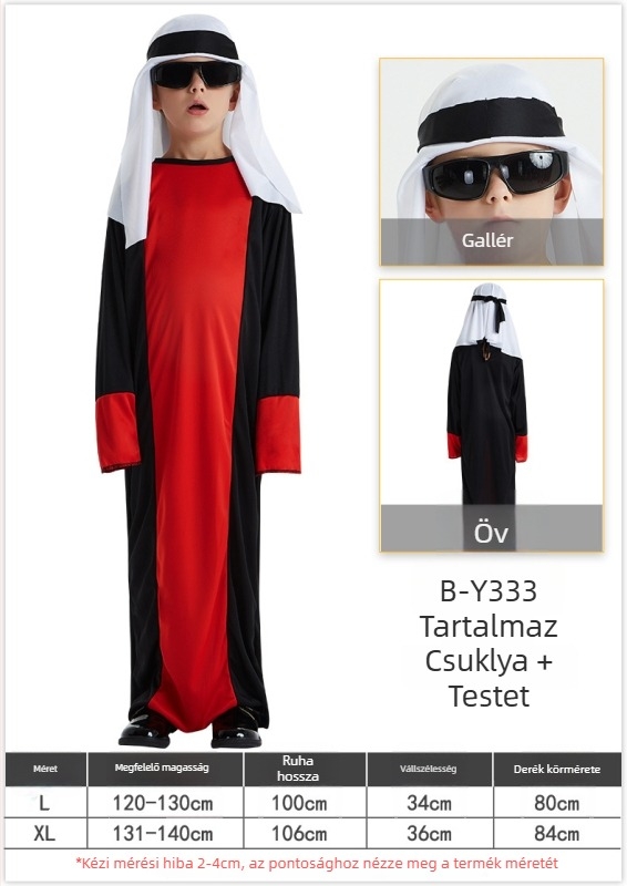Halloween gyerekeknek jelmez: Arab herceg (poliészter kötött anyag; 17 év alatti fiúknak)