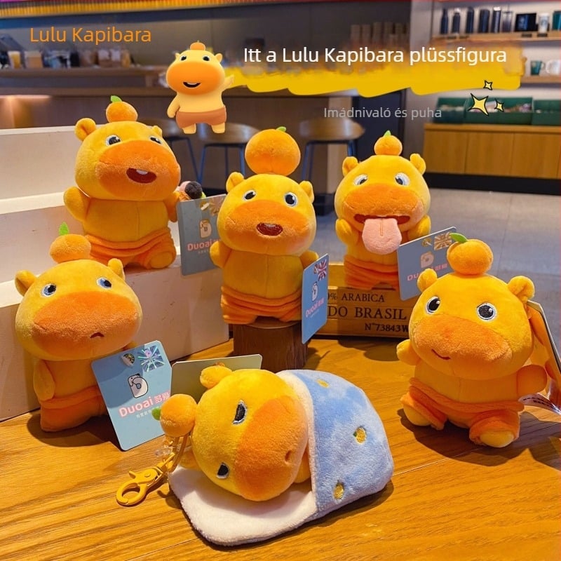 Capybara Lulu plüss kulcstartó – aranyos forgó kulcstartó táskákhoz