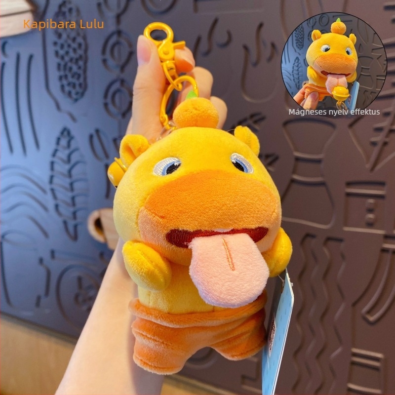 Capybara Lulu plüss kulcstartó – aranyos forgó kulcstartó táskákhoz
